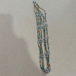 Cookie Lee Multistrand Necklace with Blue and Silver Beads